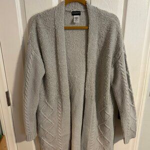 Gray Long Cardigan Sweater Knit